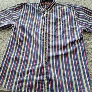 Highland‎ Outfitters Adult Men's Size LARGE Multicolor Striped Button Up Shirt
